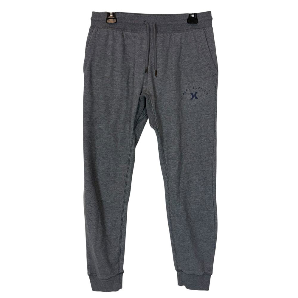 Hurley‎ Surf Co Fleece Jogger Mens Medium Gray Wordmark Logo Midweight Cotton